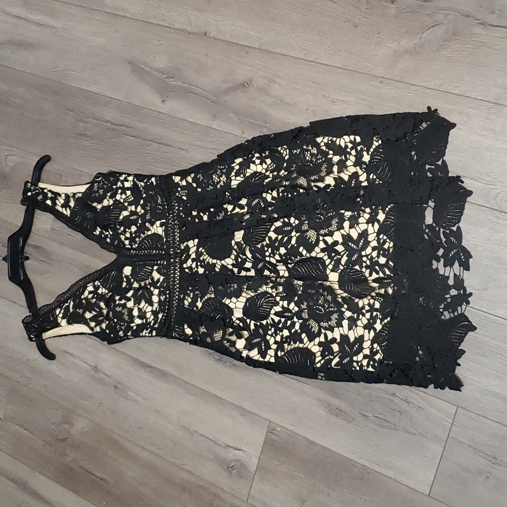 Romeo & Juliet Couture Black nude lace dress